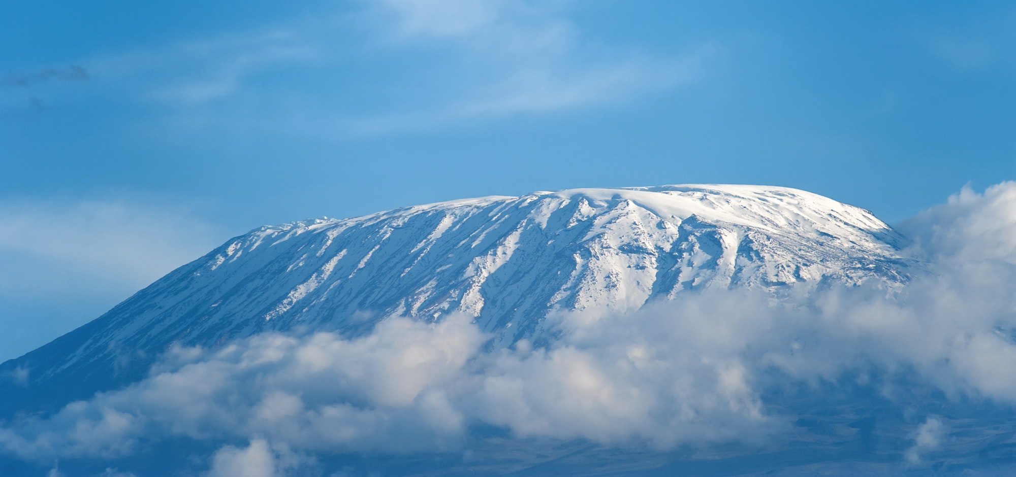 Snow on top of Mount Kilimanjaro in Amboseli